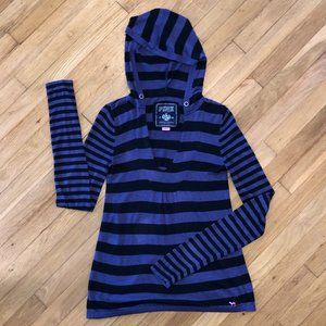 PINK VS soft purple & black striped sweater w/hood